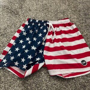 COVE Men's USA Flag-  Coastal Lightweight Athletic Shorts Size 34 Elastic Waist